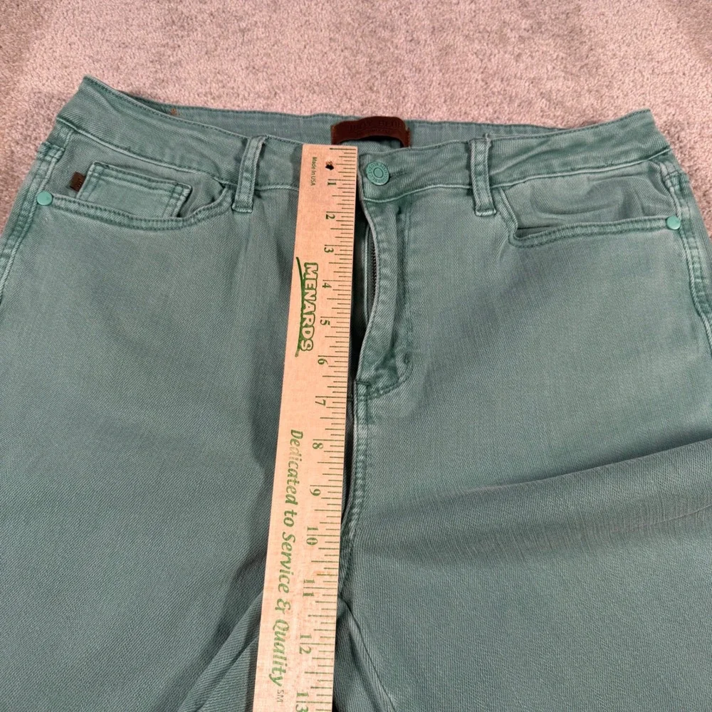 Judy Blue Wide Leg Jean Women 15/32 (FITS 32x31) Sage Green Garment Dyed JB88621